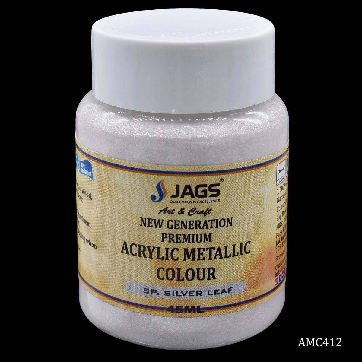 jags-mumbai Paint & Colours Acrylic Metallic Col 45Ml Silver Leaf 225 AMC412