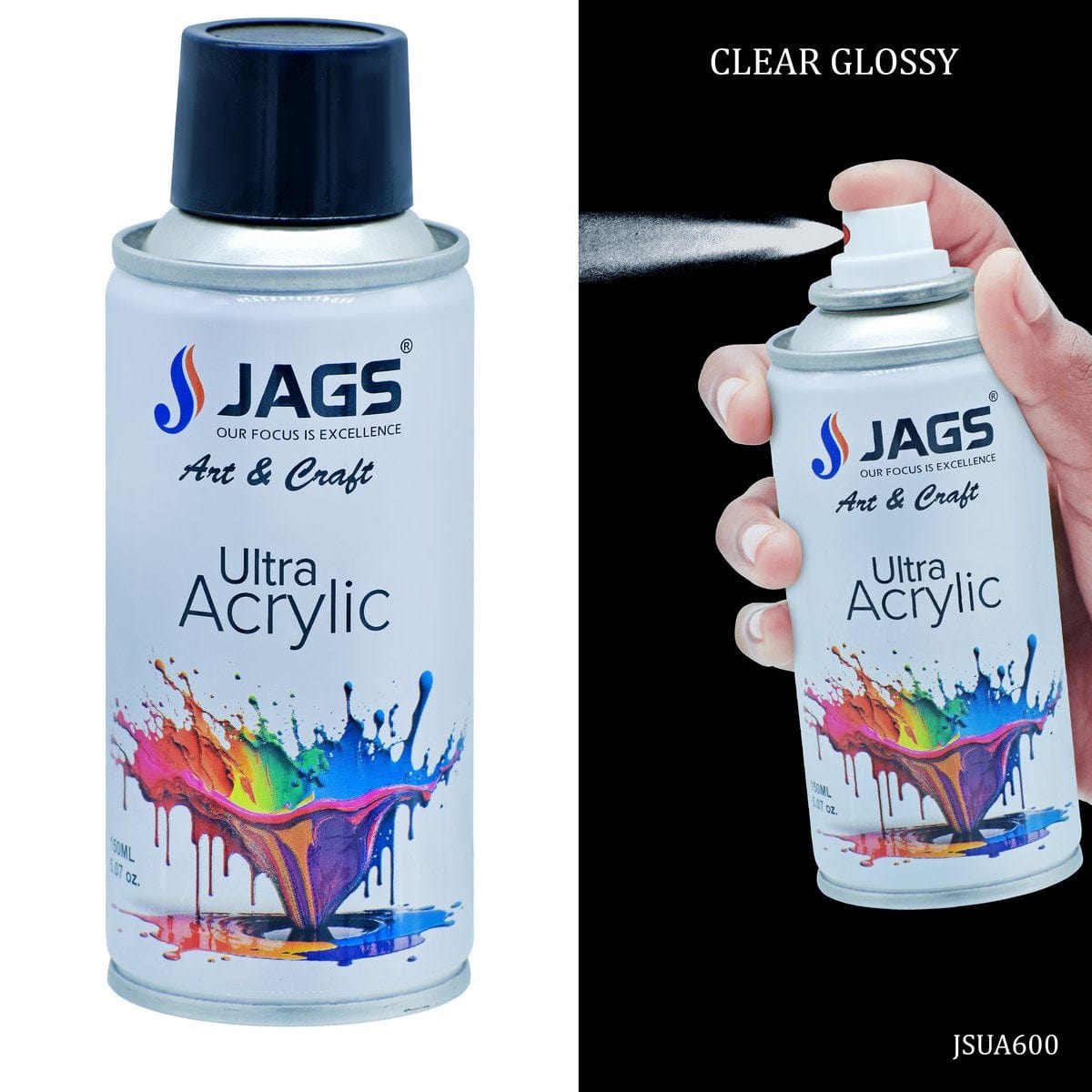 jags-mumbai Paint & Colours Crystal Clear Brilliance: Spray Ultra Acrylic 150ml Clear Glossy - Contain 1 Unit