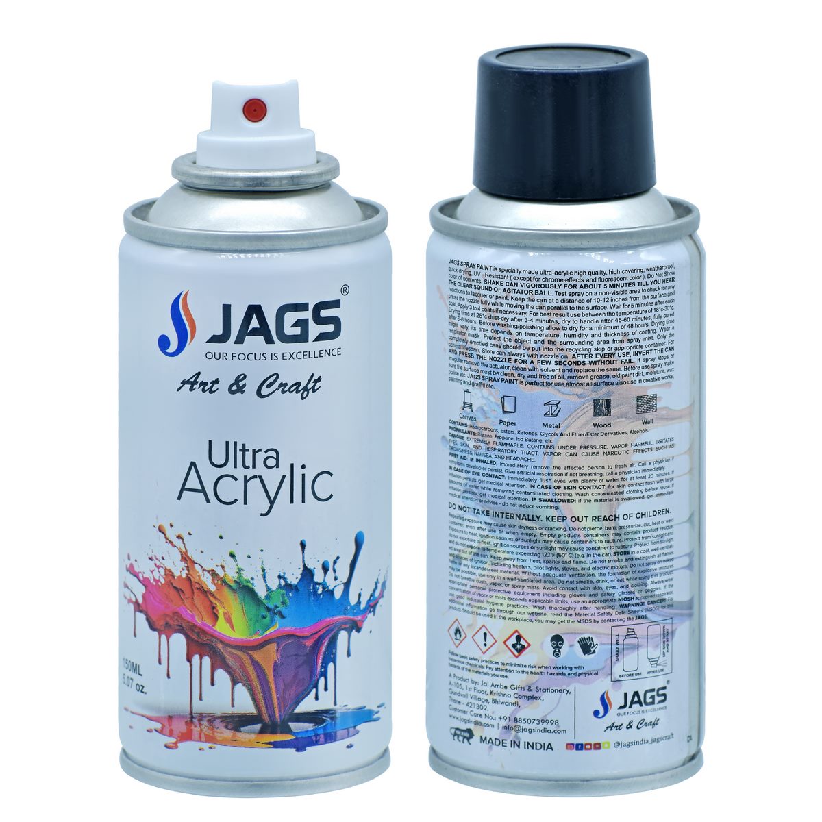 jags-mumbai Paint & Colours Crystal Clear Brilliance: Spray Ultra Acrylic 150ml Clear Glossy - Contain 1 Unit