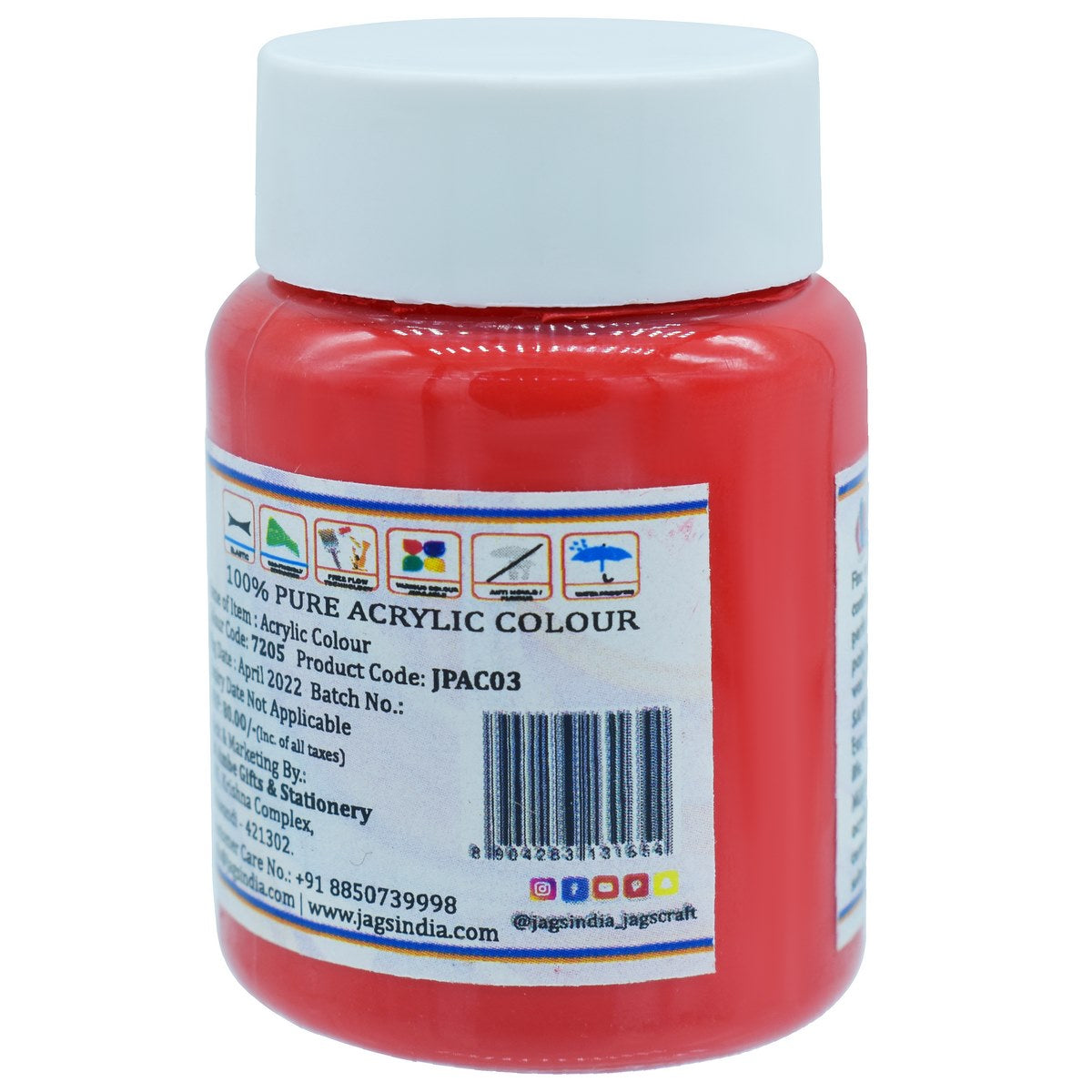 jags-mumbai Paint & Colours Jags Premium Acrylic Colour 45ML Red