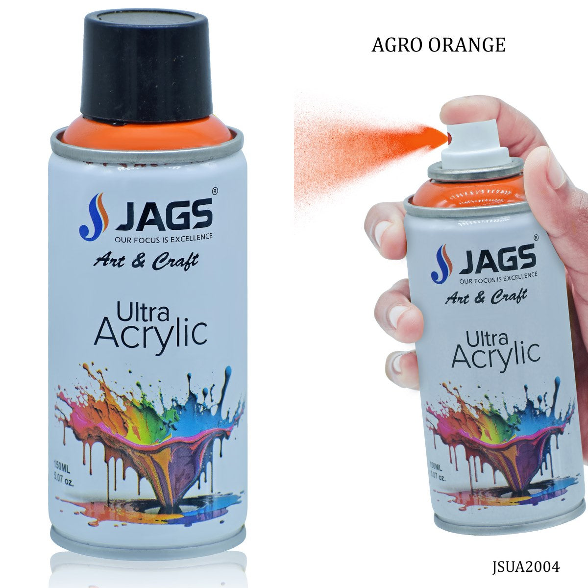 jags-mumbai Paint & Colours Jags Spray Ultra Acrylic 150ml Agro Orange 2004 (JSUA2004)