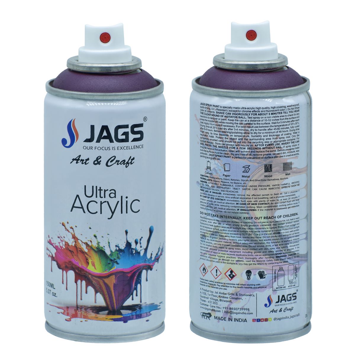 jags-mumbai Paint & Colours Jags Spray Ultra Acrylic 150ml Dark Purple 4007