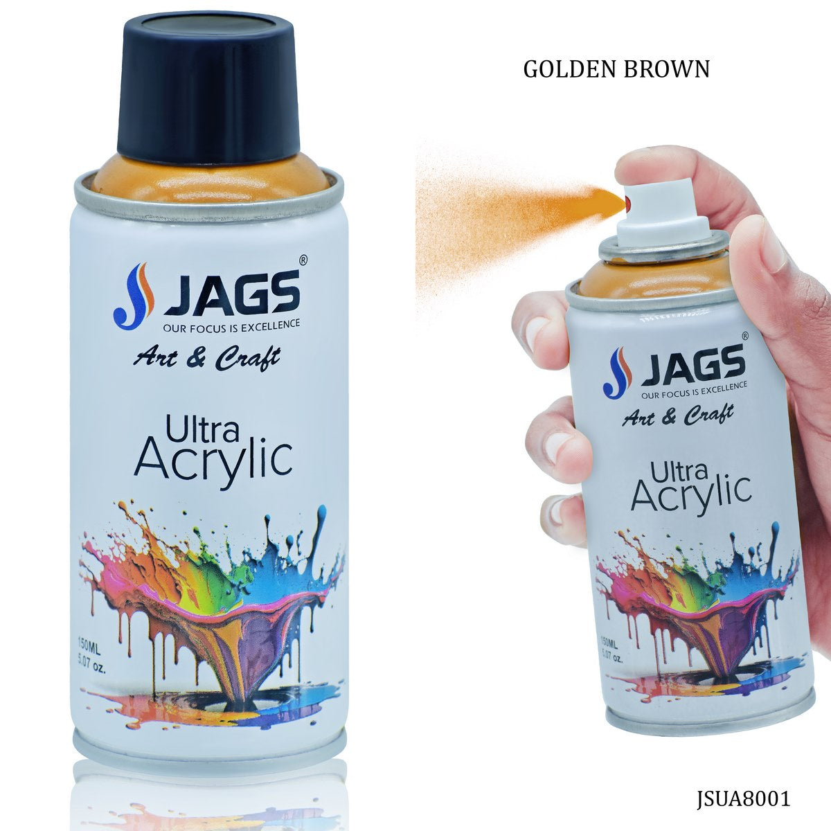 jags-mumbai Paint & Colours Jags Spray Ultra Acrylic 150ml Golden Brown 8001