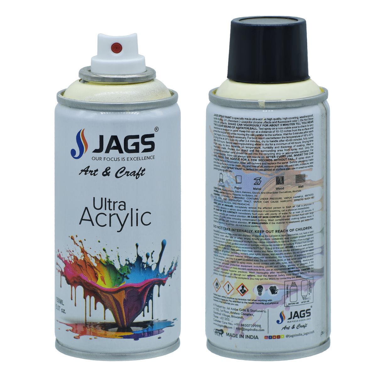 jags-mumbai Paint & Colours Jags Spray Ultra Acrylic 150ml Ivory 109