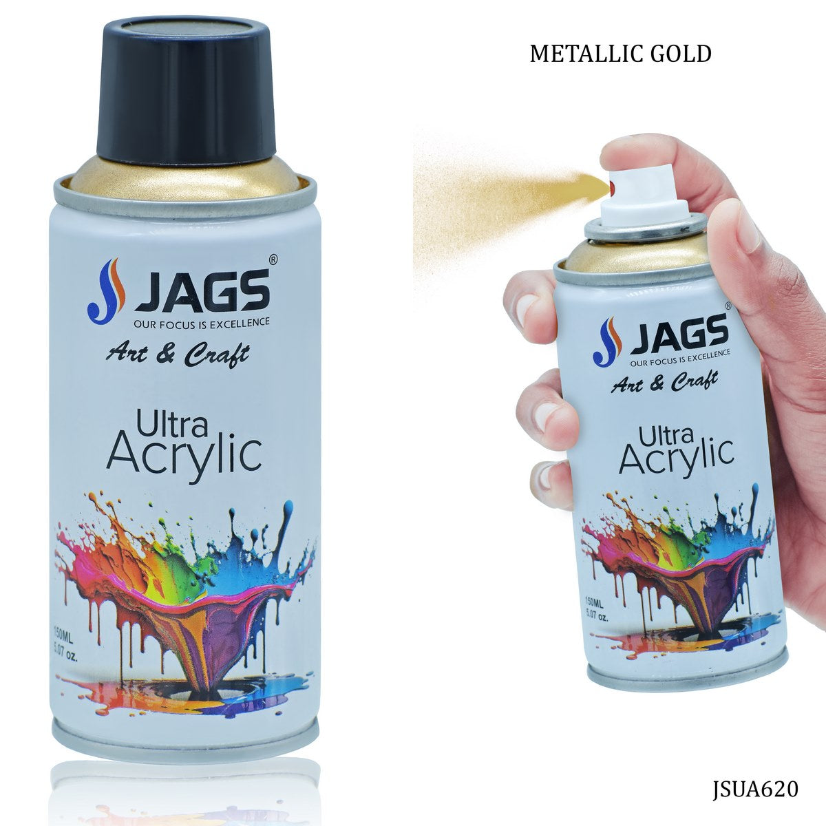 jags-mumbai Paint & Colours Jags Spray Ultra Acrylic 150ml Metallic Gold - Gilded Opulence for Your Masterpieces