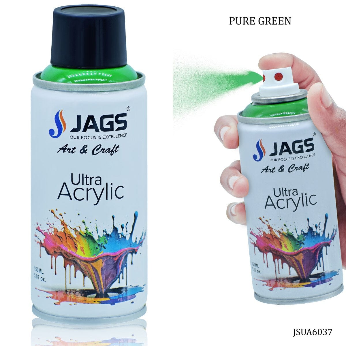 jags-mumbai Paint & Colours Jags Spray Ultra Acrylic 150ml Pure Green - Infuse Your Creations with Nature's Radiance