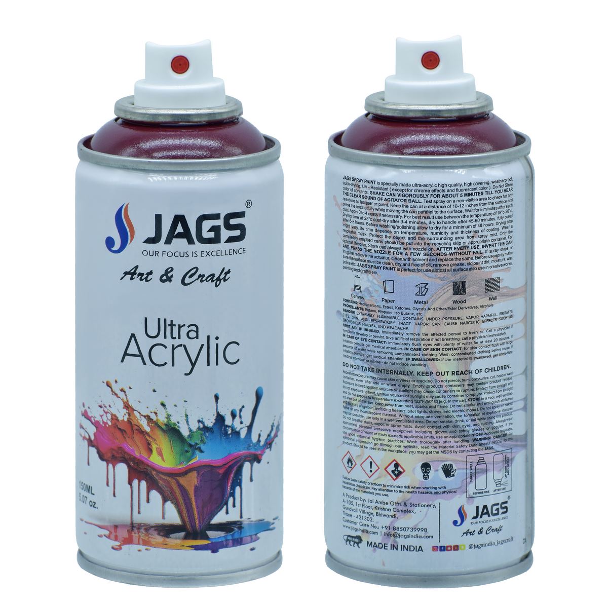jags-mumbai Paint & Colours Jags Spray Ultra Acrylic 150ml Wine Red: Precision and Performance in Every Spray