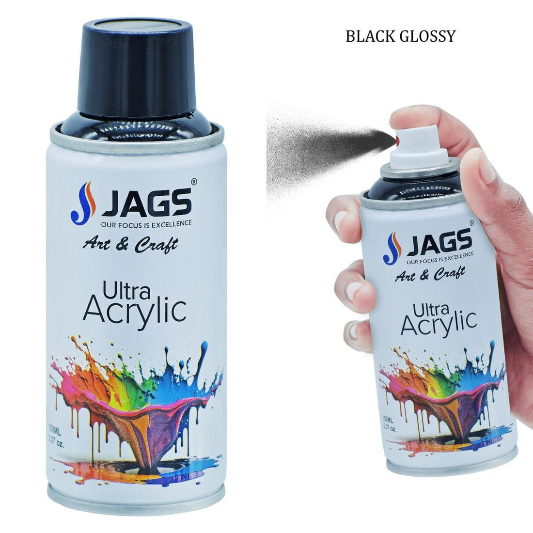 jags-mumbai Paint & Colours Premium Glossy Finish Spray Ultra Acrylic 150ml Black - Contain 1 Unit