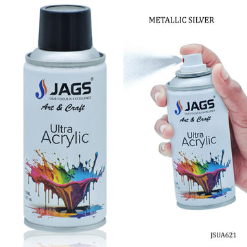 jags-mumbai Paint & Colours Premium Metallic Silver Acrylic Spray Paint - 150ml Ultra Coverage