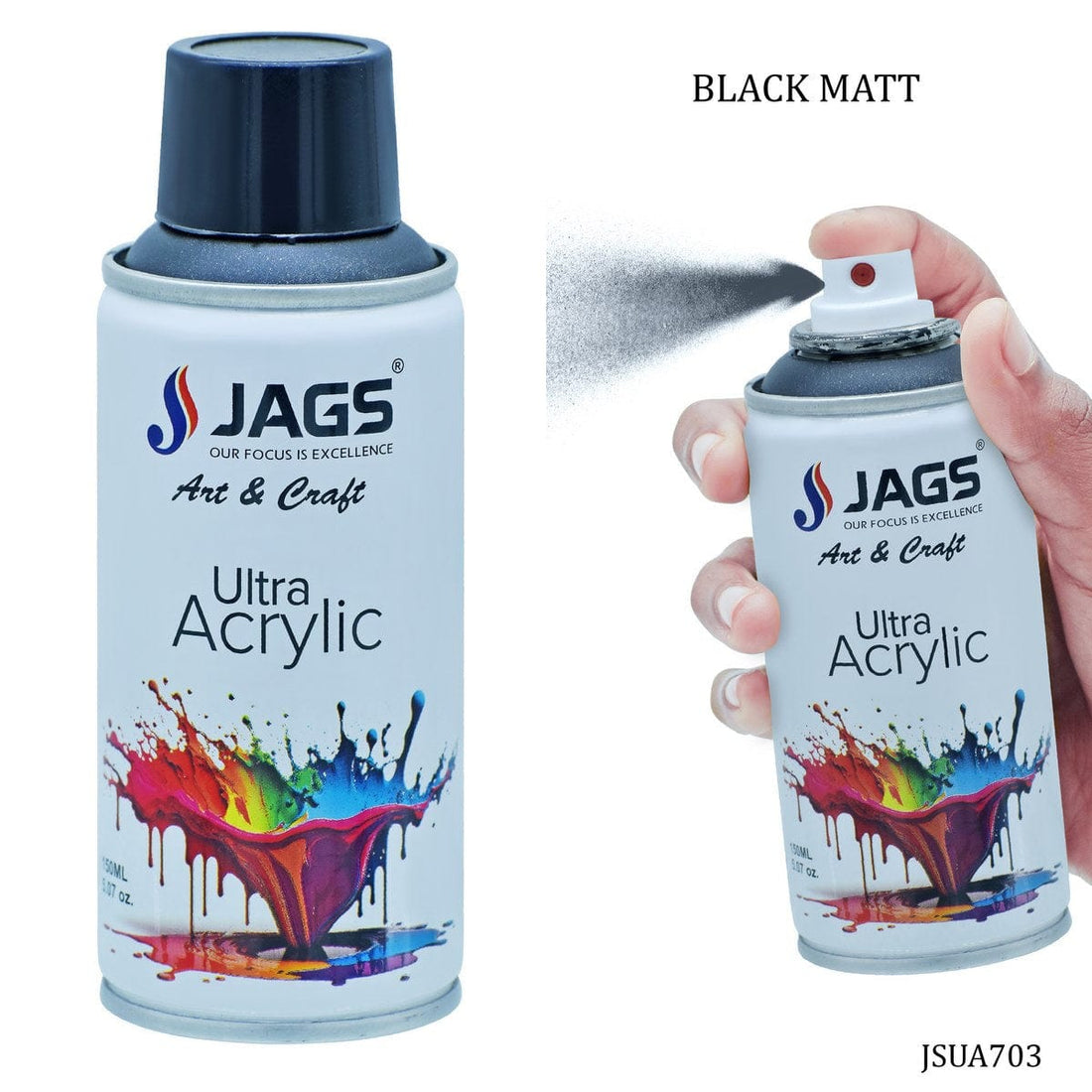 jags-mumbai Paint & Colours Premium Quality Spray Ultra Acrylic 150ml Black Matt - Contain 1 Unit