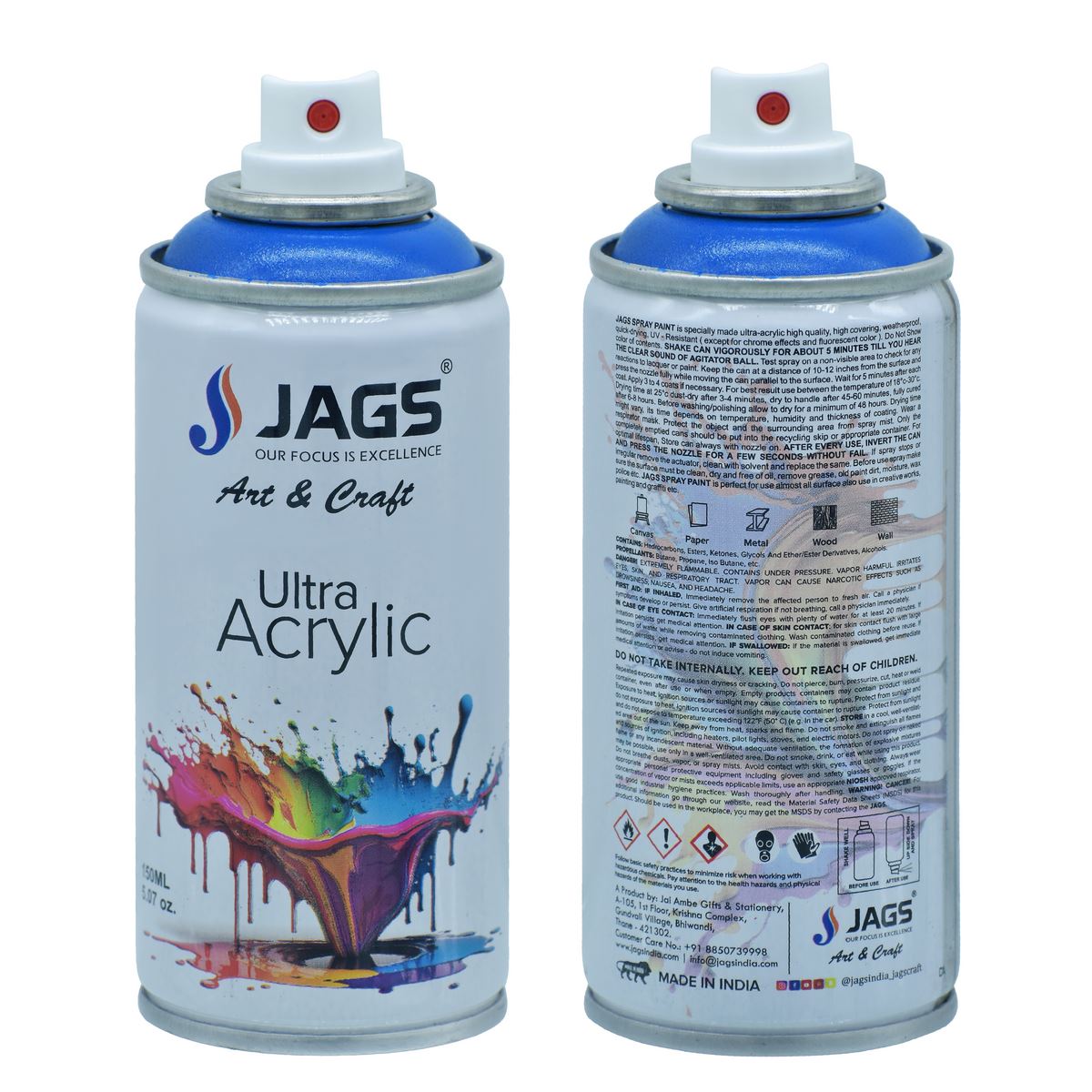 jags-mumbai Paint & Colours Premium Sky Blue Acrylic Spray Paint - 150ml Ultra Coverage