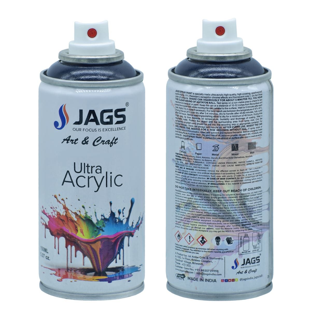 jags-mumbai Paint & Colours Unique Black Blue Elegance: Spray Ultra Acrylic 150ml - Contain 1 Unit