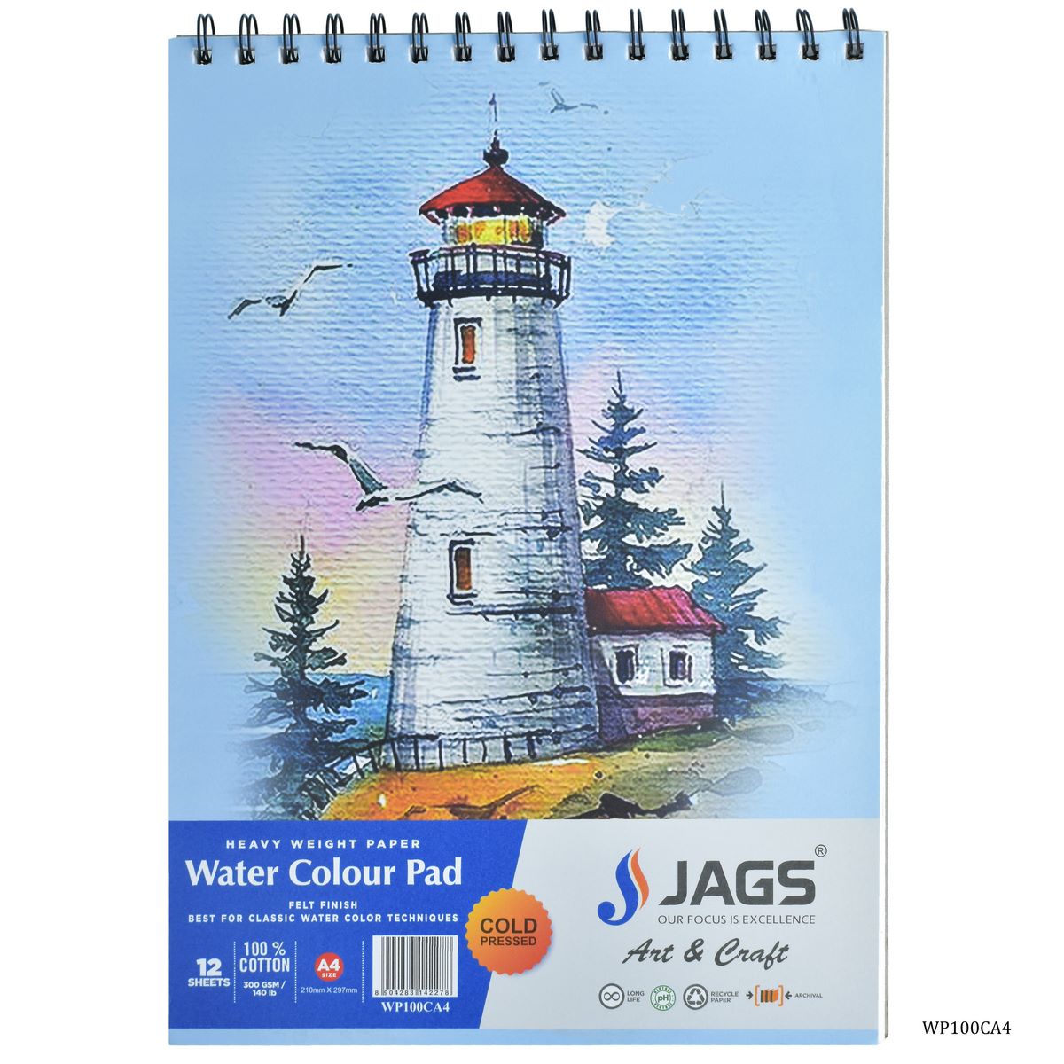 jags-mumbai Paint & Colours Watercolor pad 100 % cotton 12 sheet 300Gsm