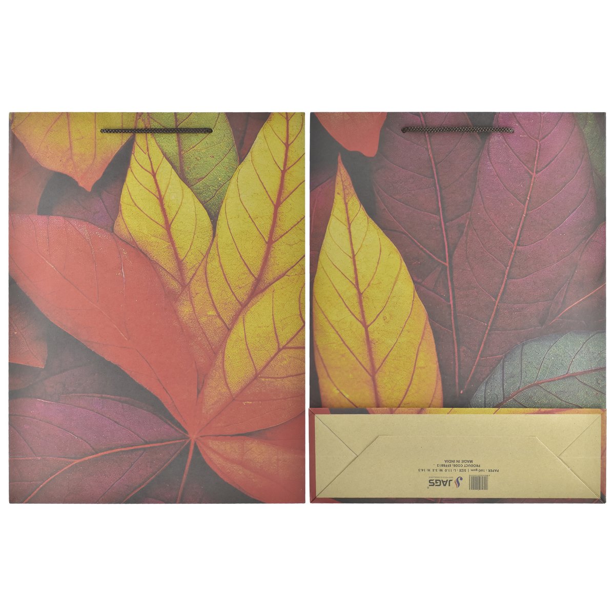 jags-mumbai Paper Bags Eco Friendly Paper Bag Big 14.3X10.7 Leaf EFPBB12 pack of 10 Pcs