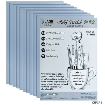 jags-mumbai Paper Card Stock Paper Greay A4 250Gsm 10Sheet