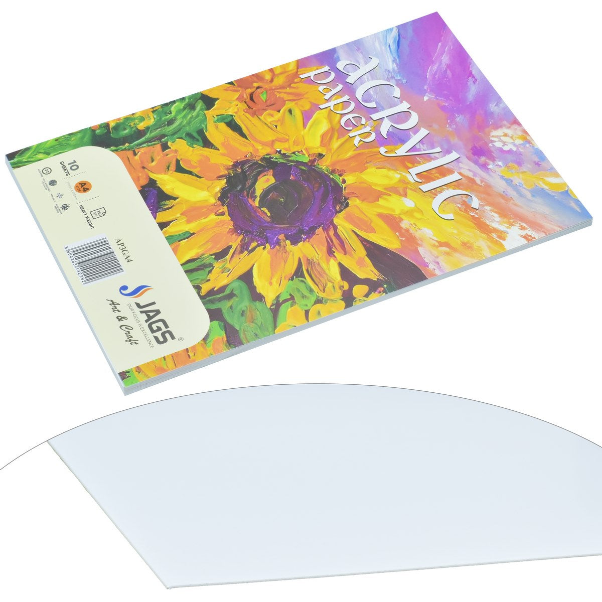 jags-mumbai Paper High-Quality 350gsm Acrylic Paper for Mixed Media - A4 Size 10 Sheets