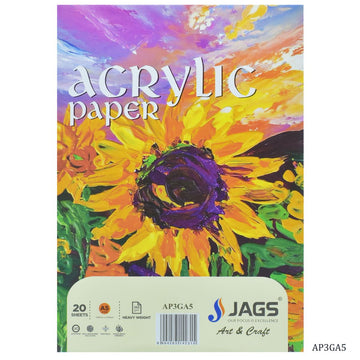 jags-mumbai Paper High-Quality 350gsm Acrylic Paper for Mixed Media - A5 Size 20 Sheets