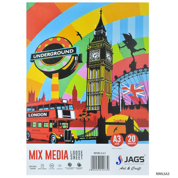 jags-mumbai paper Mix Media Loose Sheets A3 Pack Of 20 Sheets 250 Gsm MMLSA3