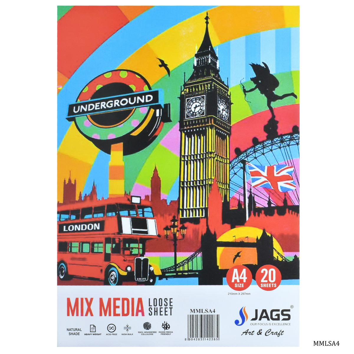 jags-mumbai paper Mix Media Loose Sheets A4 Pack Of 20 Sheets 250 Gsm