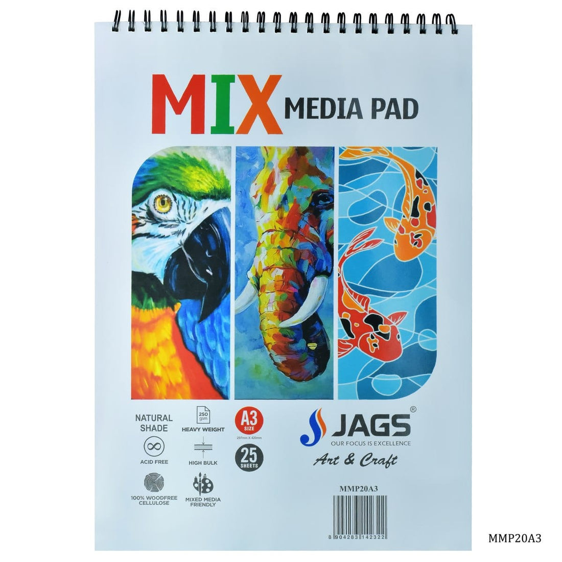 jags-mumbai paper Mix Media Pad Pack oF 25 Sheets 250 Gsm A3 MMP20A3