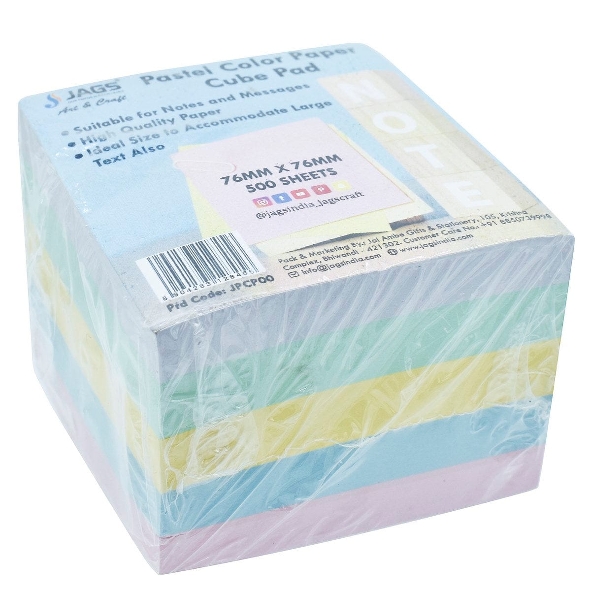 jags-mumbai Paper Pastel Color Paper Cube Pad 250 Sheets 3x3 Inch