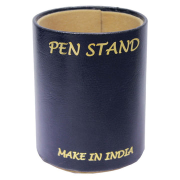 Leather Pen Stand Round Black