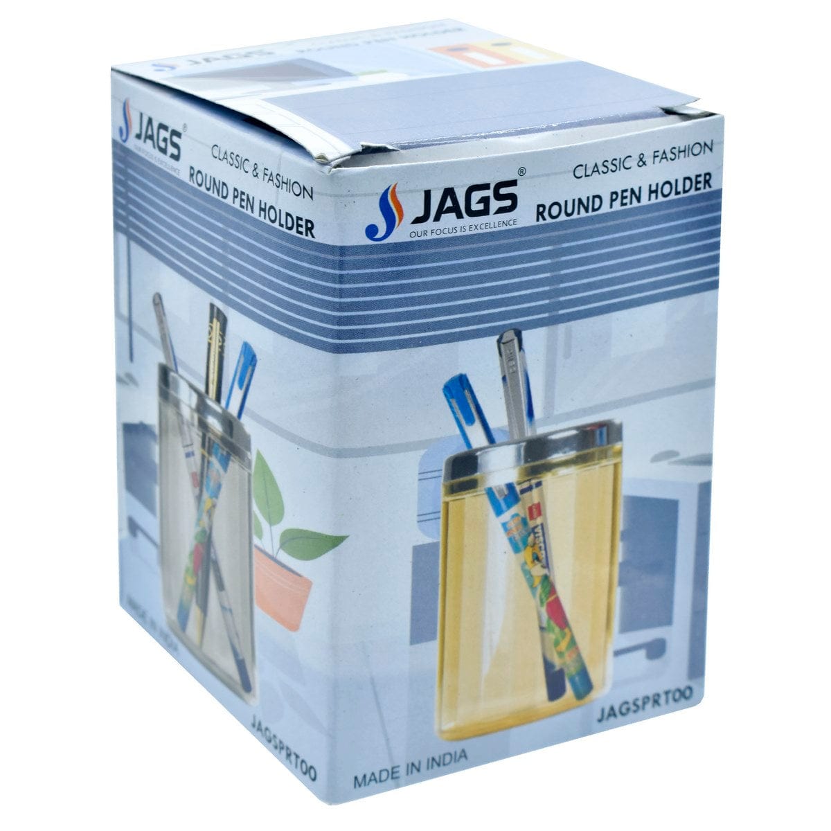 jags-mumbai Pen Stand Plastic Pen Stand Round Transpernt Colour JAGSPRT00
