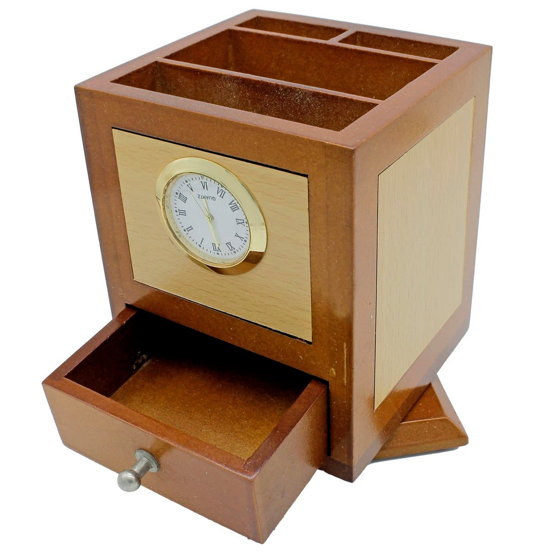 jags-mumbai Pen Stand Wooden Revolving Pen Stand With Watch JP37