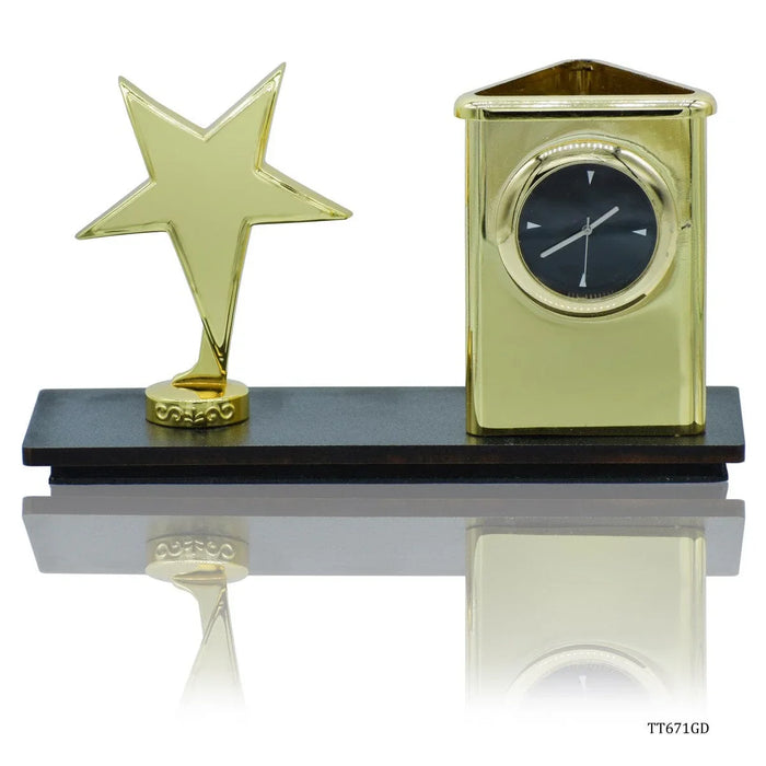 Desktop  Top Star With Watch Pen Stand Gold