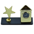 jags-mumbai Pen Stands Destop Top Star With Watch Pen Stand Gold