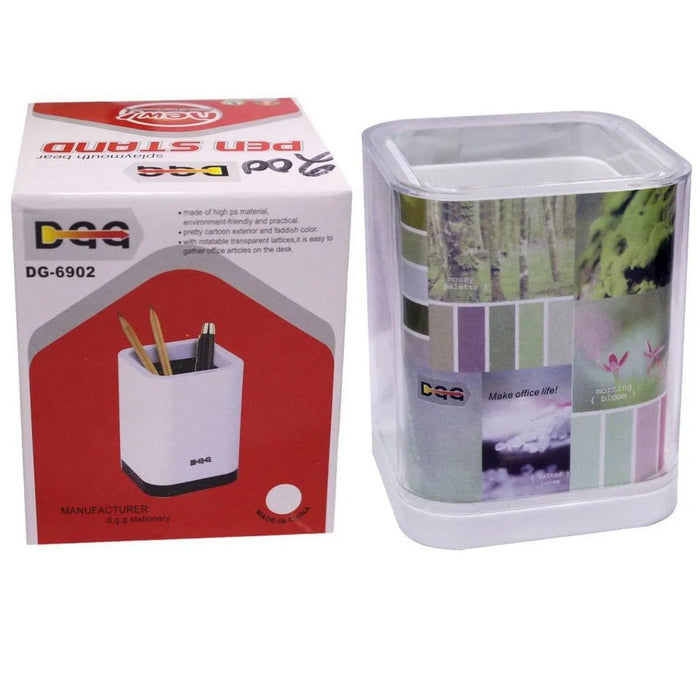 Plastic Pen Stand Square Transparent DG-6902