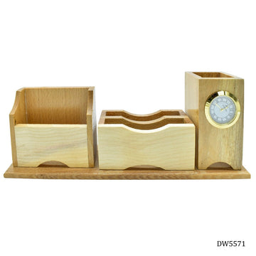 Wooden Table Top Pen Stand 3in1 DW5571