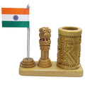 jags-mumbai Pen Stands Wooden Table Top Pen Stand With Ashokchakra