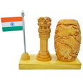 jags-mumbai Pen Stands Wooden Table Top Pen Stand With Ashokchakra