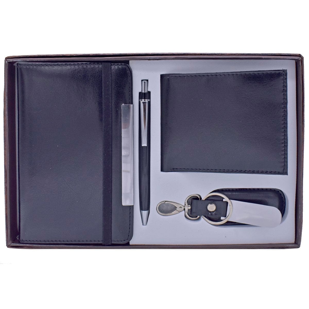 jags-mumbai Pen Stylish Gifts Set: Keychain, Pen, Wallet, and Gents Dairy in Black (SET1682BK)