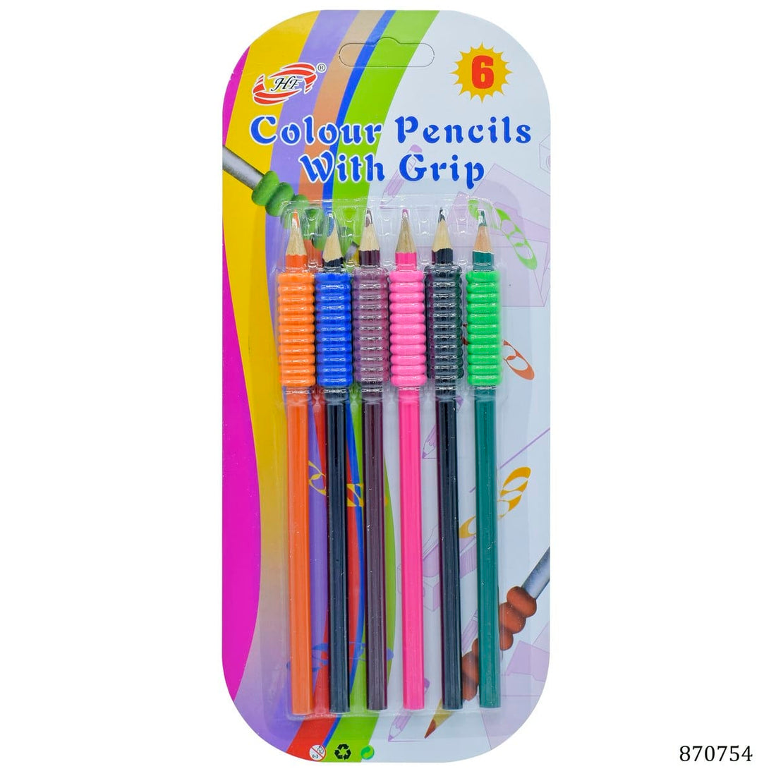 jags-mumbai Pencil Colour Pencil With Grip  Set Of 6Pcs 870754