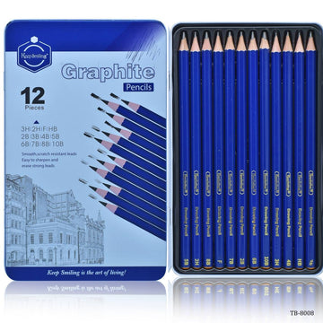 Graphite Pencils 12 pics Set Matel Tin Box