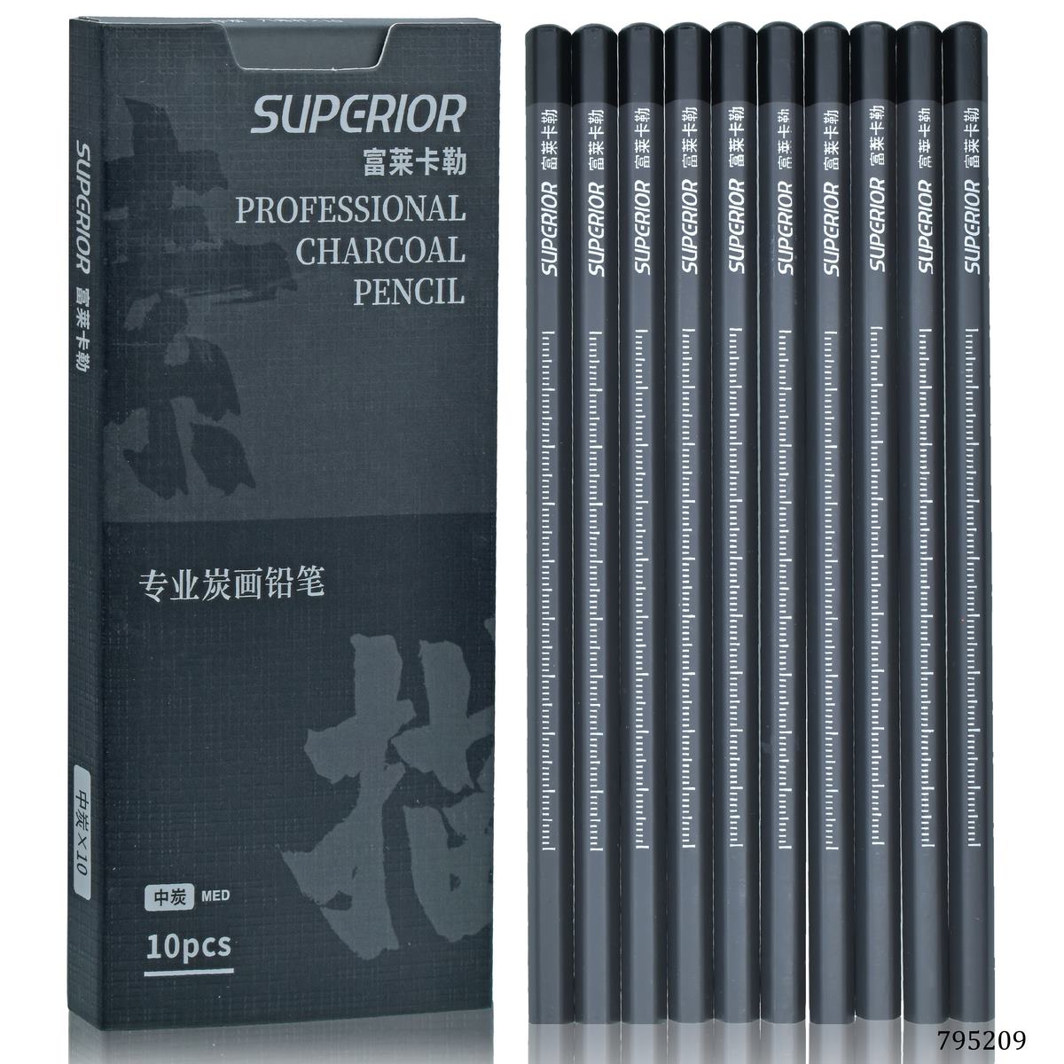 jags-mumbai Pencil Superior Profesional Chorcoal Pencil 10Pcs Med 795209