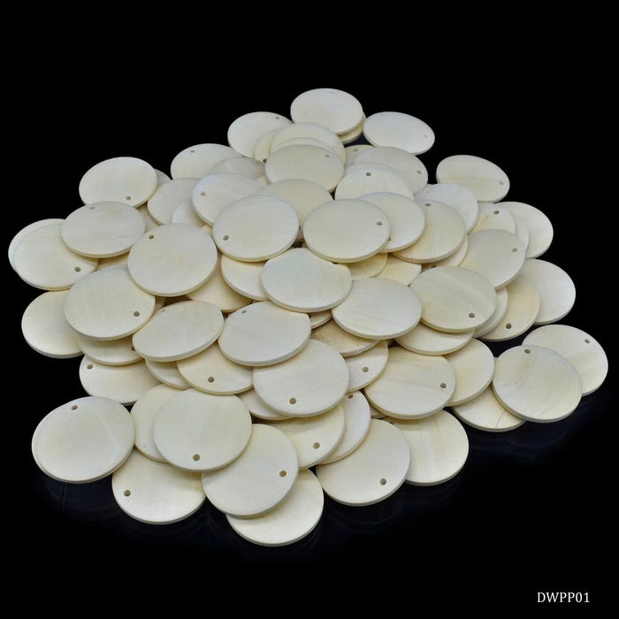 Decorative Wooden Pendant Plain Medium 100pc 30MM DWPP01