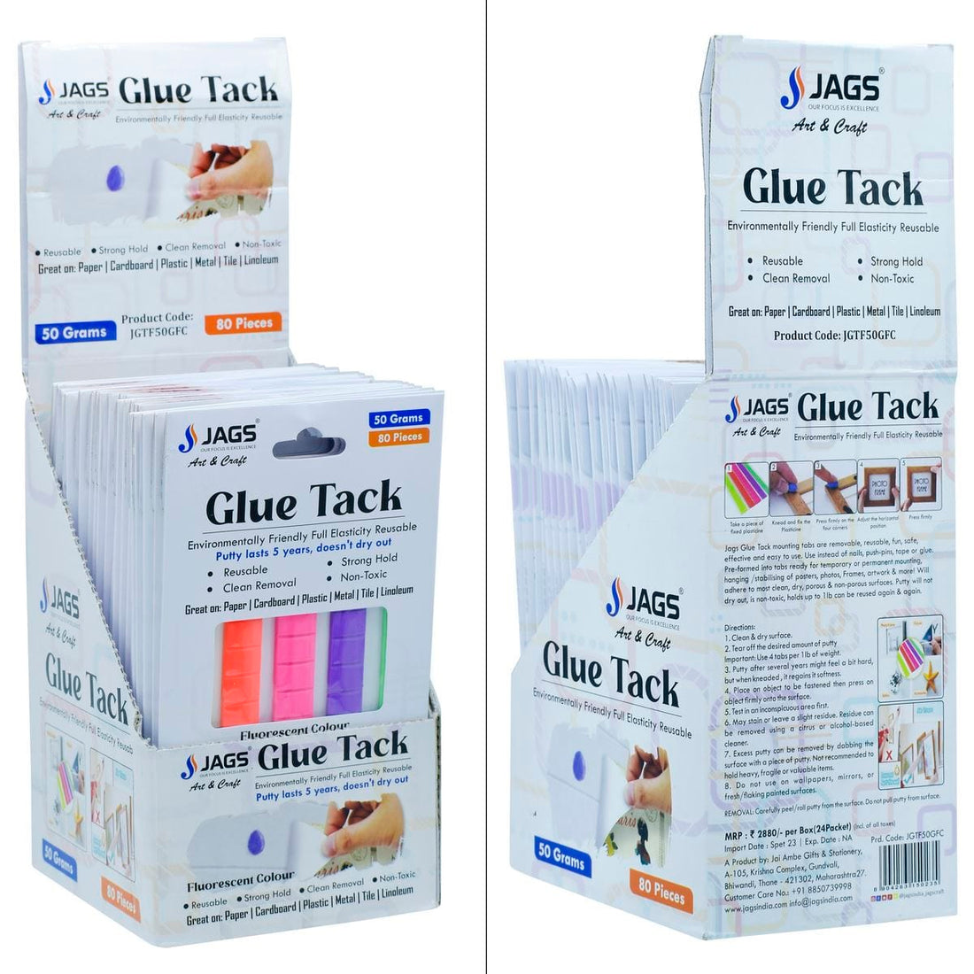 jags-mumbai Photo Frame Glue Tack Fluorescent Colour I hanging /stabilising of posters, photos, Frames