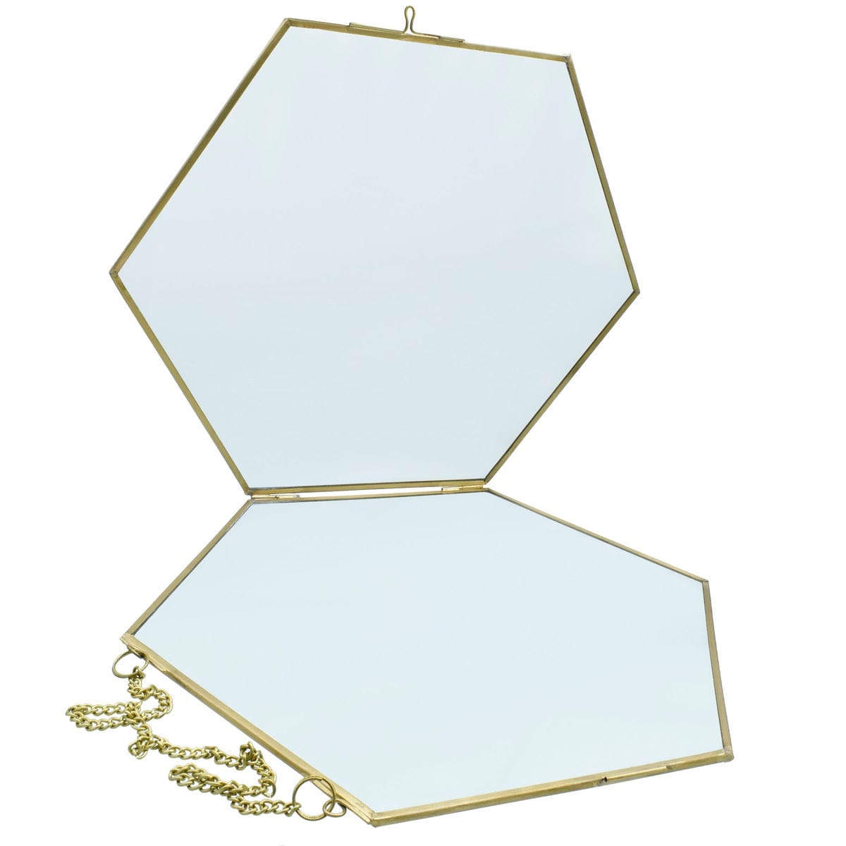 jags-mumbai Photo Frame Photo Frame Brass Glass Hexagoan 8Inch