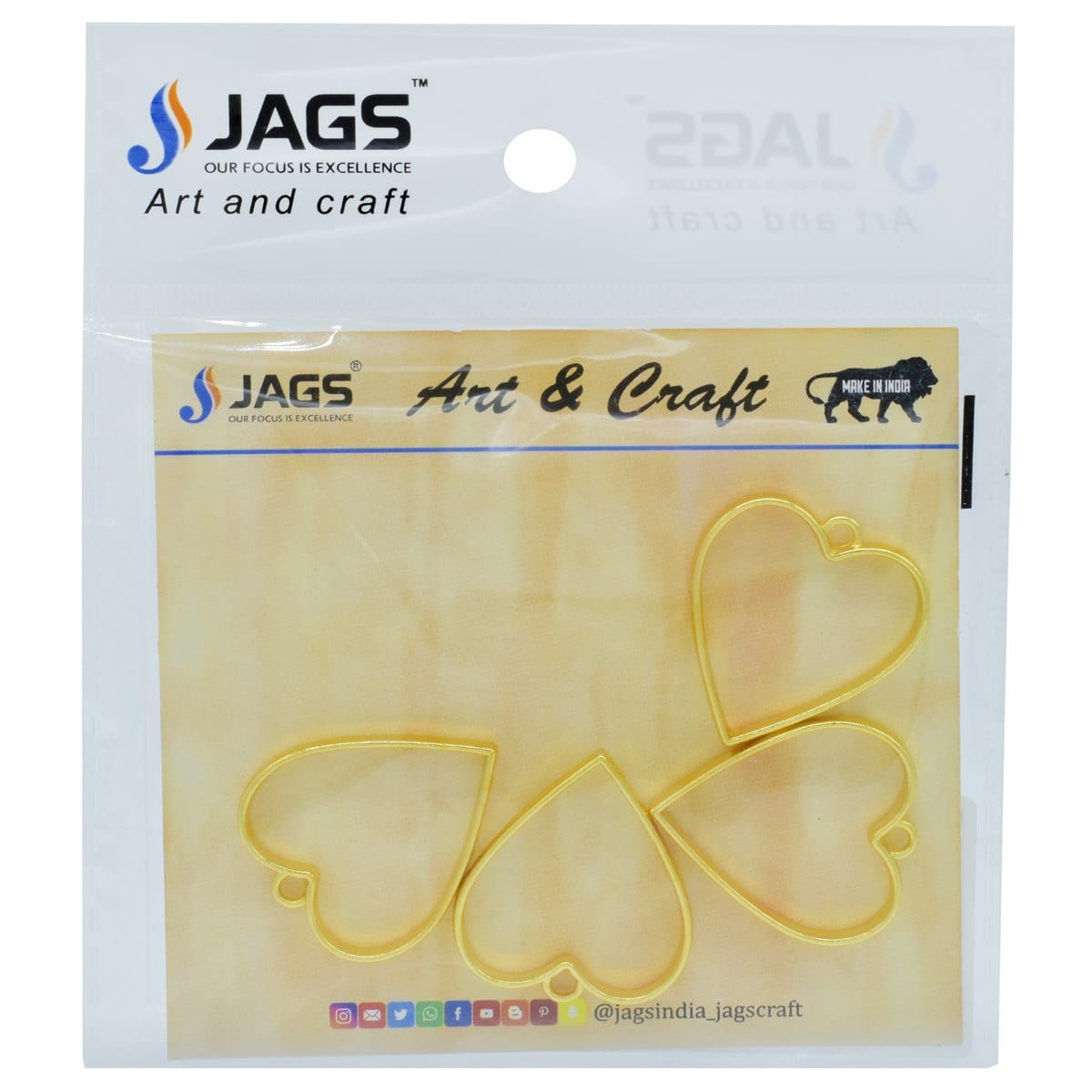 jags-mumbai Resin Accessories And More Diy Metal Imitation 4Pcs Gold Heart JRDA00