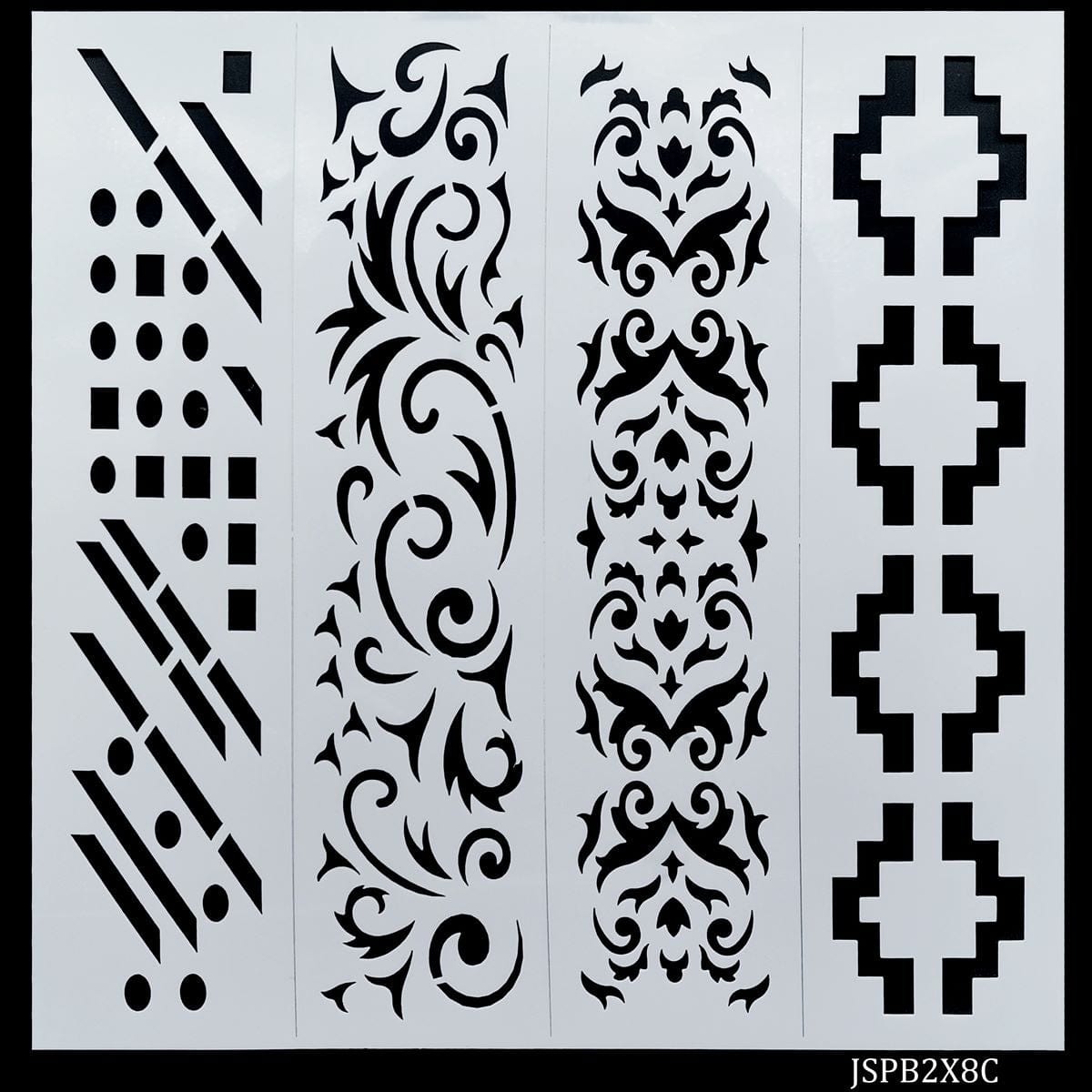 jags-mumbai Resin Jags Stencil Plastic Border 4in1 2x8 Inch - Elevate Your Designs with Exquisite Border Stencils!