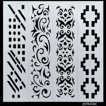 Jags Stencil Plastic Border 4in1 2x8 Inch - Elevate Your Designs with Exquisite Border Stencils!