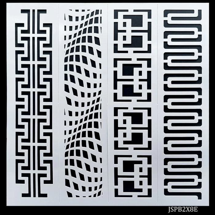 Jags Drawing Stencil Plastic Border I Bookmark stencil 4in1 2x8 Inch - Elevate Your Designs with Exquisite Border Stencils!