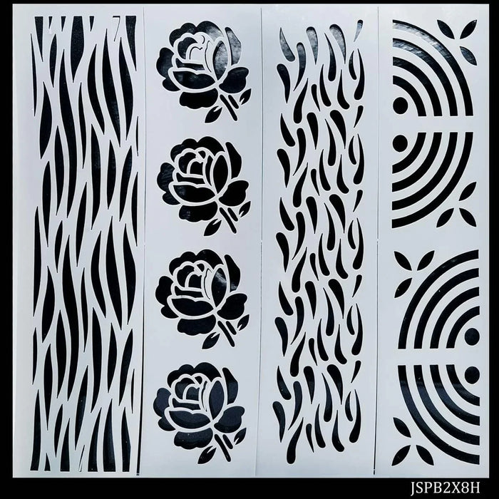 Jags Drawing Stencil Plastic Border 4in1 2x8 Inch - Elevate Your Projects with Versatile Border Stencils!