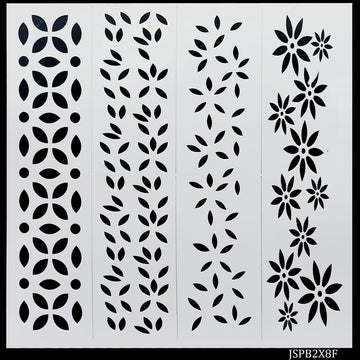 jags-mumbai Resin Jags Stencil Plastic Border 4in1 2x8 Inch - Enhance Your Artistic Vision with Elegant Border Stencils!