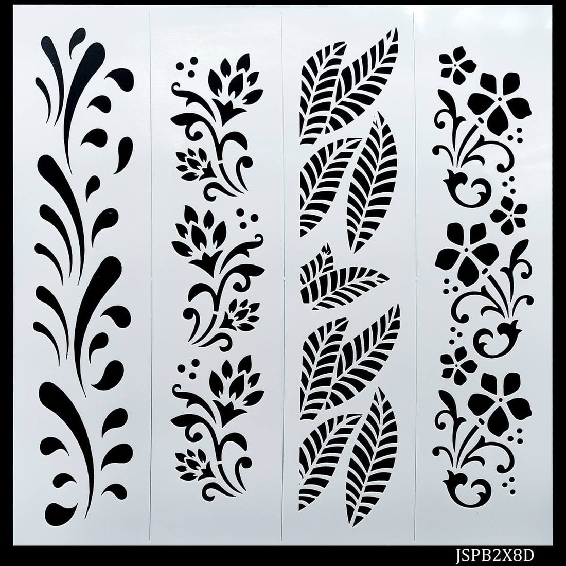 jags-mumbai Resin Jags Stencil Plastic Border 4in1 2x8 Inch - Enhance Your Creations with Exquisite Border Designs!