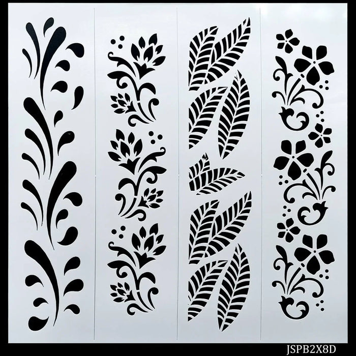 Inkarto | Stencil Border I Bookmark stencil 4in1 2x8 Inch - Elevate Your s with Exquisite Border Stencils! Stencil | L Size | 4+ Designs | No Paint Bleed | Multi-Surface | Reusable