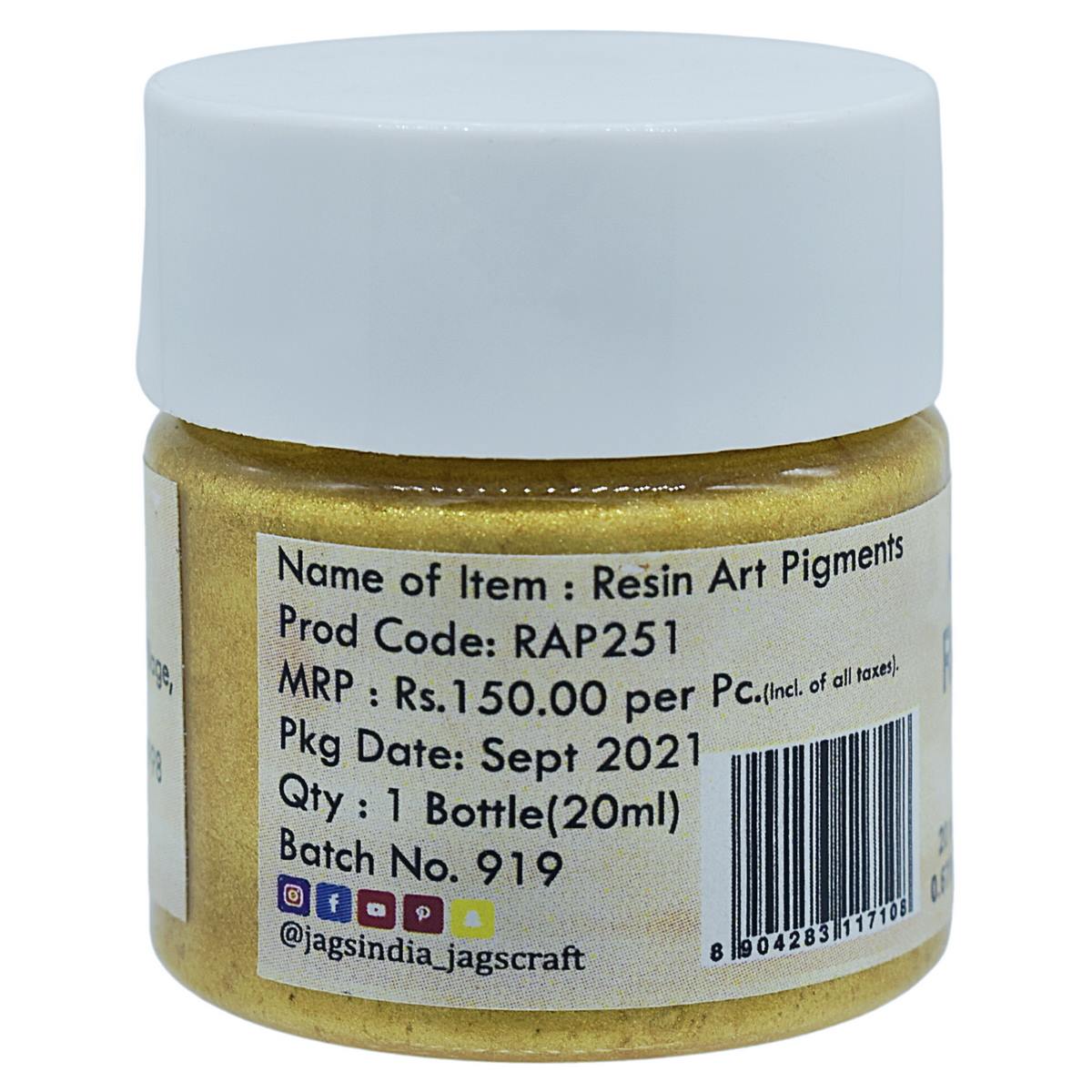 jags-mumbai Resin Pigment Resin Art Pigments 20ML Metallic Gold 304 RAP251